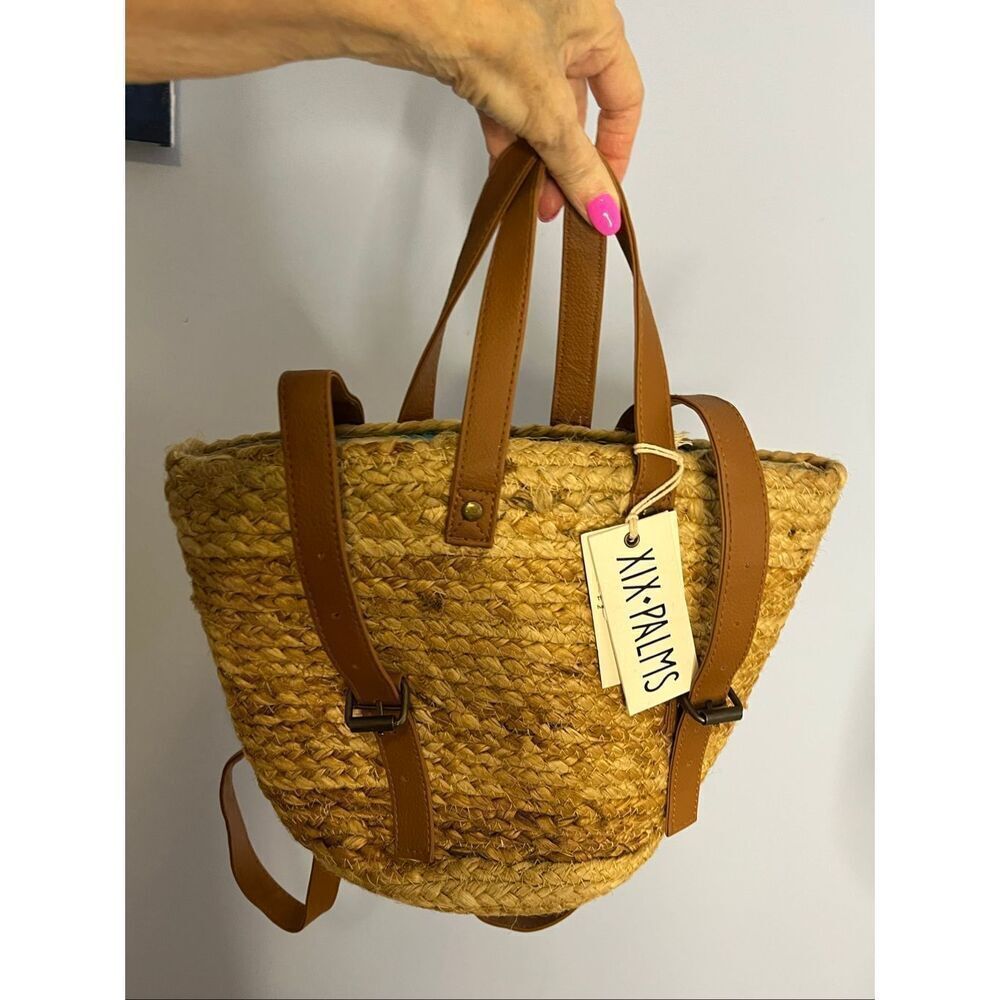 XIX Palms The Shorebreak Picnic Cooler Bag Backpack Jute Woven Handmade With Tag